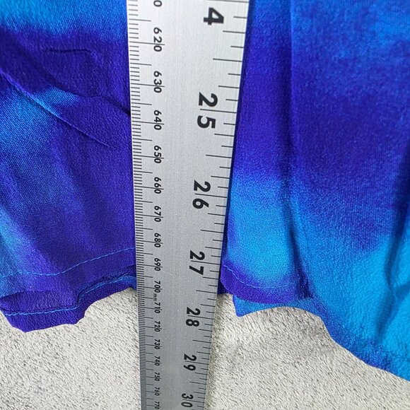 Womens Vintage Diane Gilman Blue & Purple Abstract 100% Silk Blouse Button Up M - Picture 6 of 7